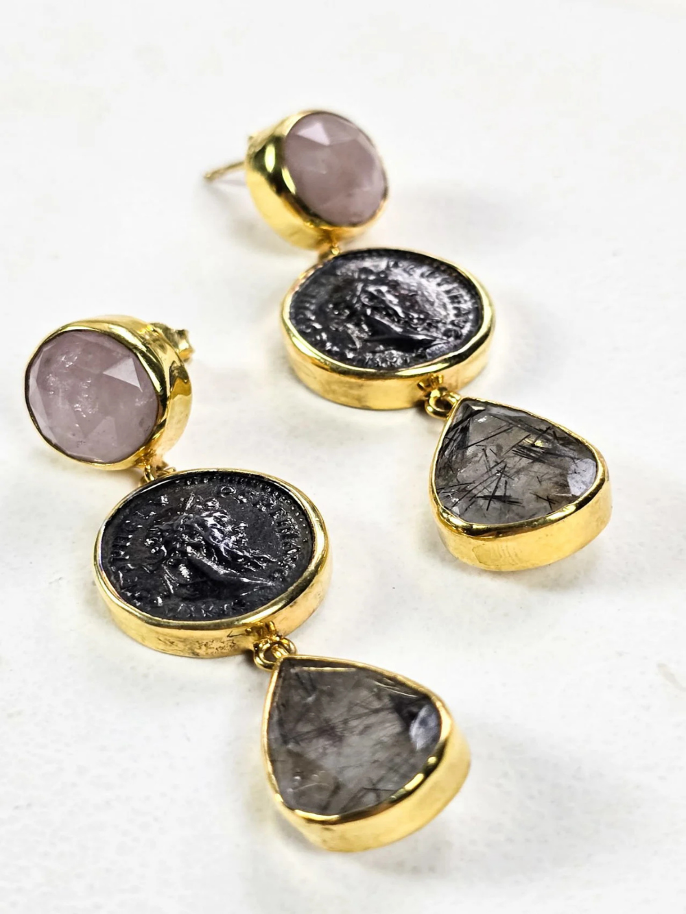 925 Sterling Silver 14K Gold-Plated Antique Earrings