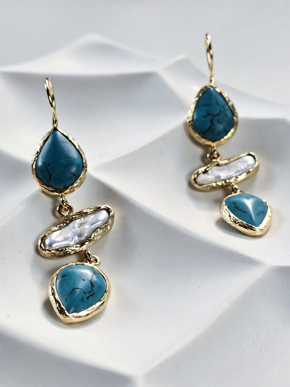 Turquoise & Pearl Earrings