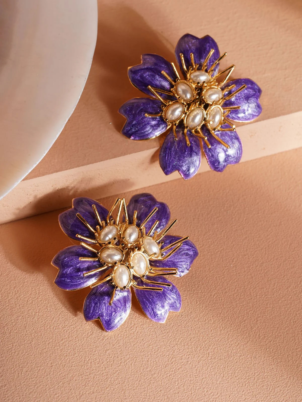 Purple Flower Earrings