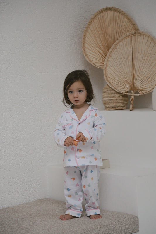 Colorful Hearts Girl's Pajama Set