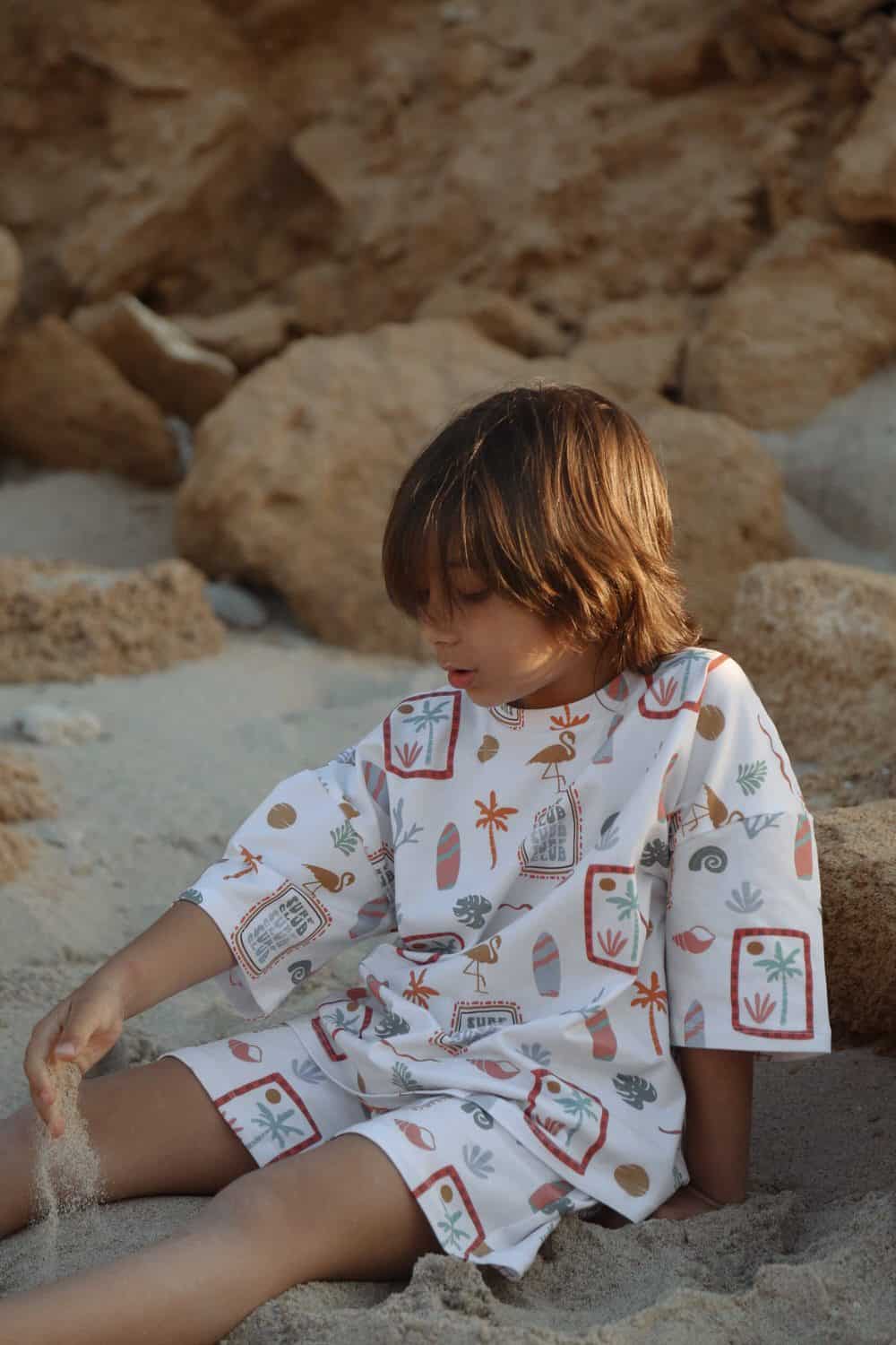 Surfer Printed 100% Organic Cotton Baby Unisex Oversize 2-Piece Set