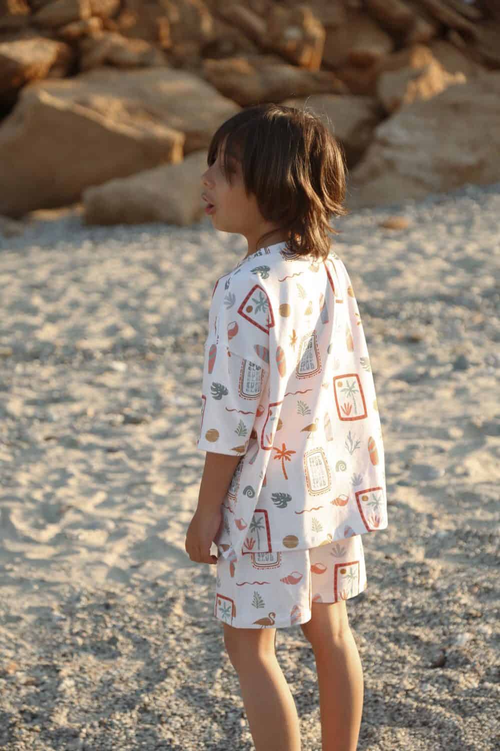 Surfer Printed 100% Organic Cotton Baby Unisex Oversize 2-Piece Set