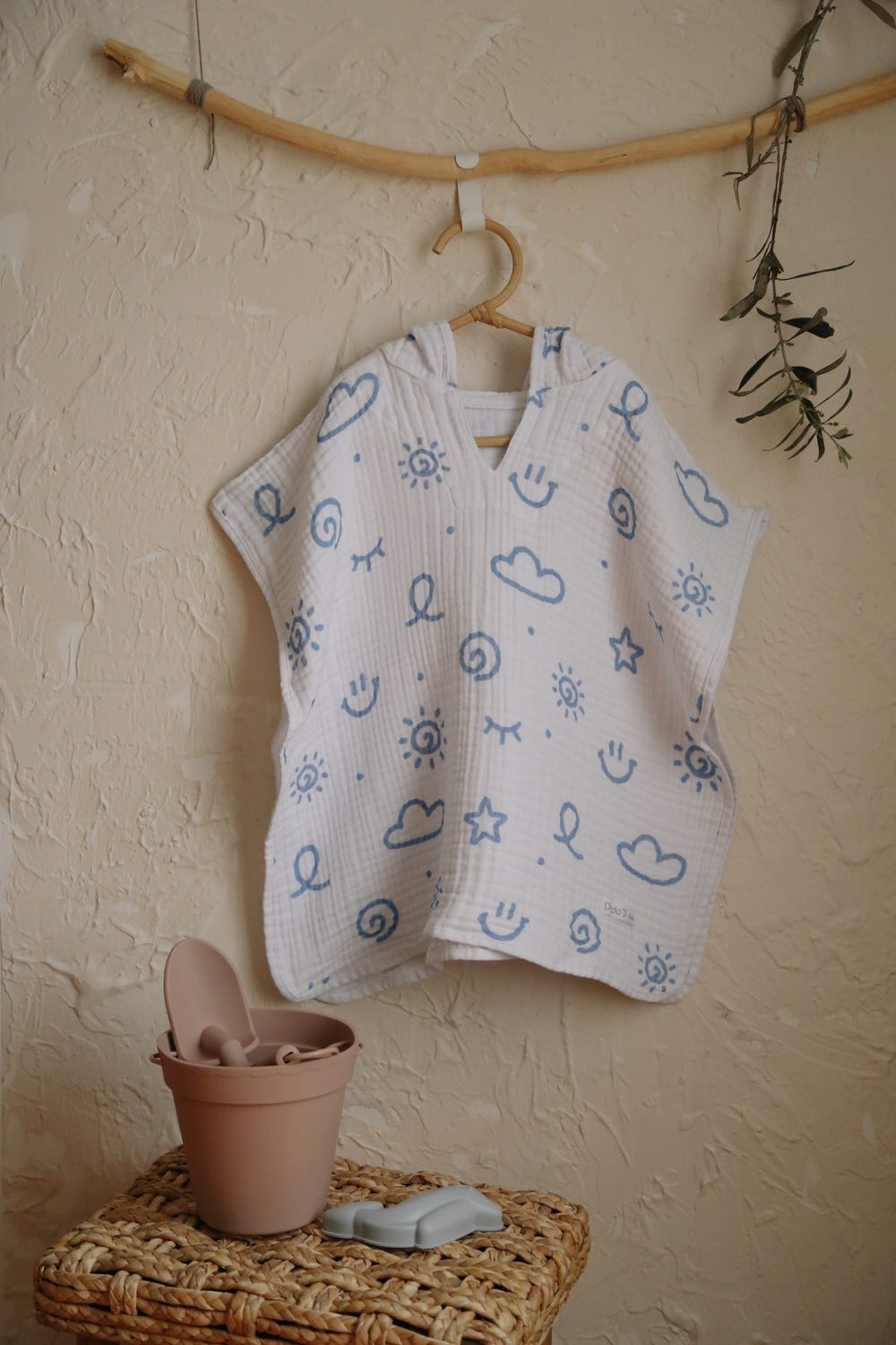 Organic Muslin Cheerful Sky Baby & Kids Poncho - 100% Natural, 4-Layer, Ultra Soft!