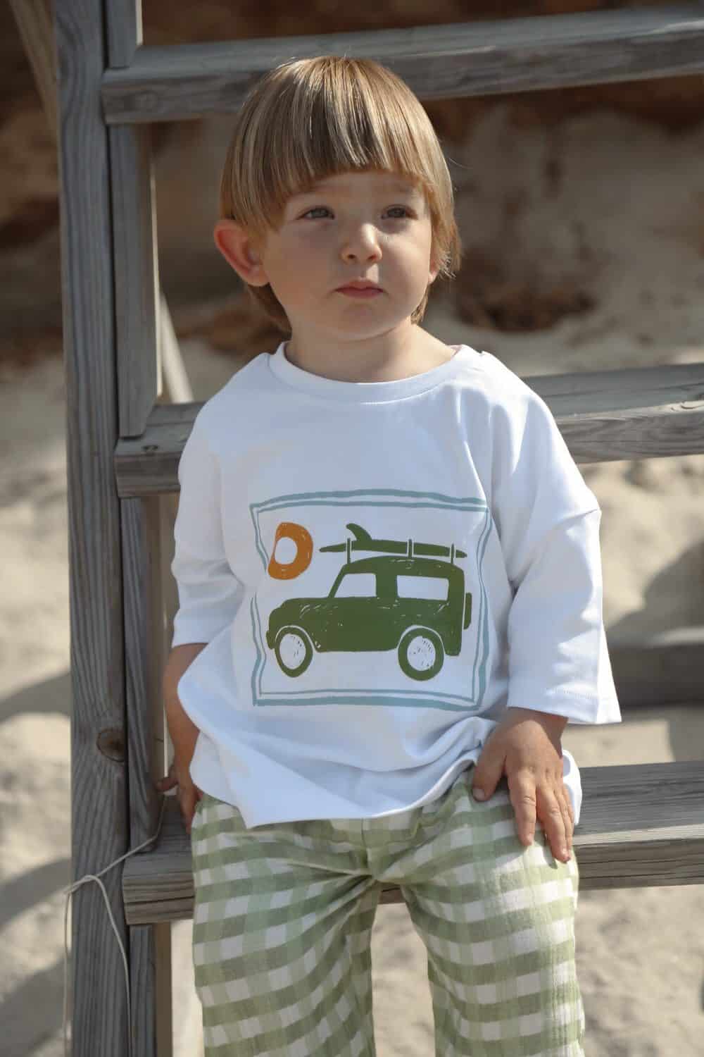 Caravan Print Oversized Baby & Kids T-Shirt – 100% Cotton, Breathable Fabric