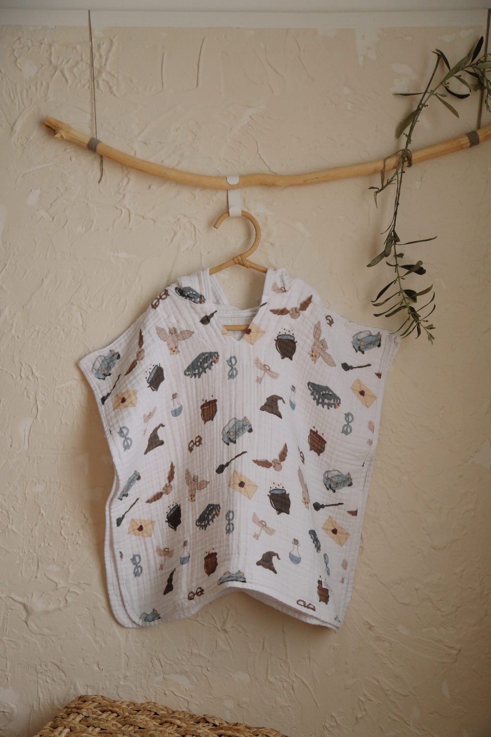 Organic Muslin Magic World Theme Baby & Kids Poncho - 100% Natural, 4-Layer, Ultra Soft