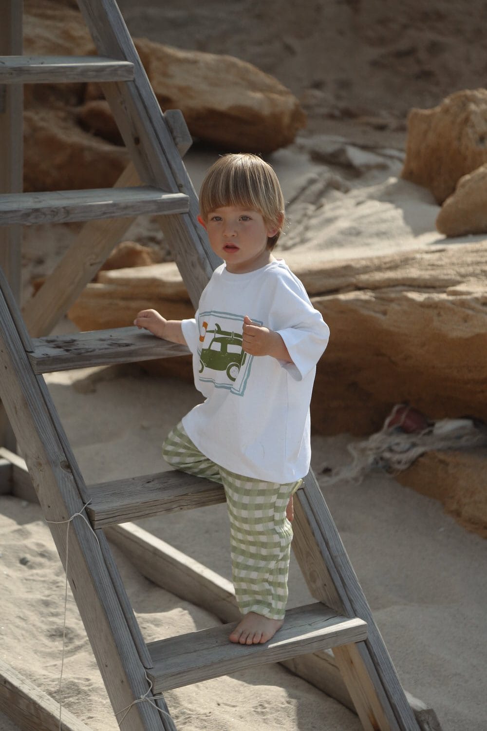 Caravan Print Oversized Baby & Kids T-Shirt – 100% Cotton, Breathable Fabric