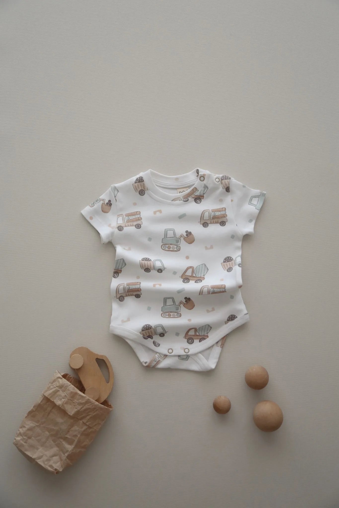 Mini Construction Site Pattern Organic Baby Bodysuit
