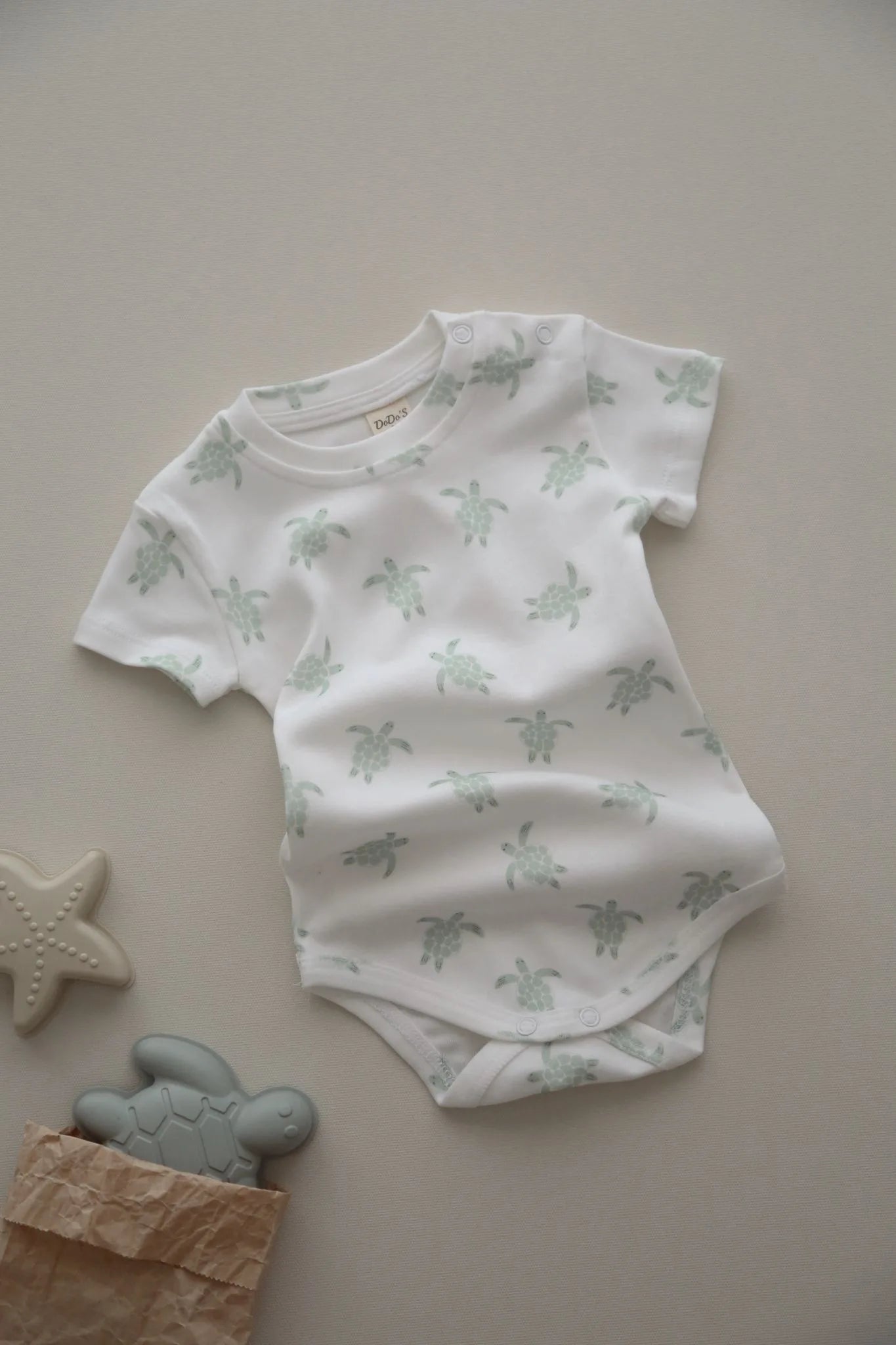 Turtle Pattern Organic Baby Bodysuit