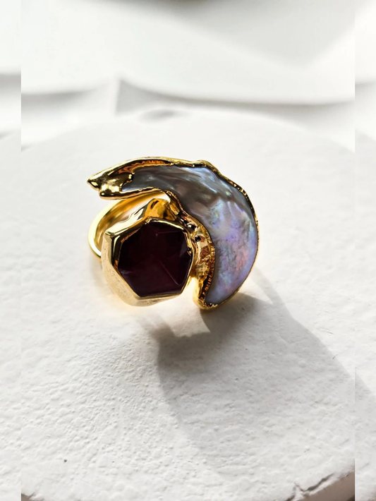 Ruby and Pearl Ring: A Timeless Union of Passion and Purity
