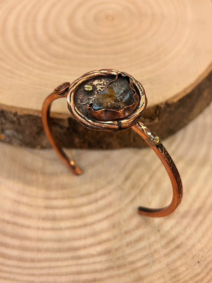 Handmade Citrine Stone Copper Cuff Bracelet