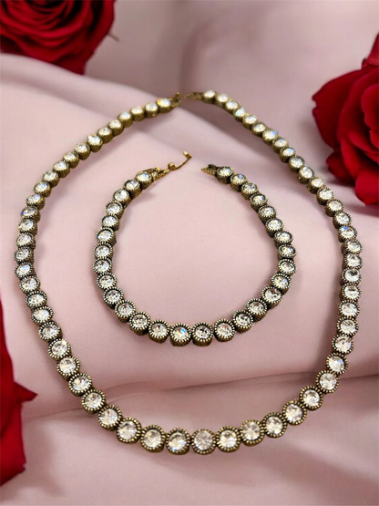 Diamond Cut Zircon Stone Waterway Necklace & Bracelet Set