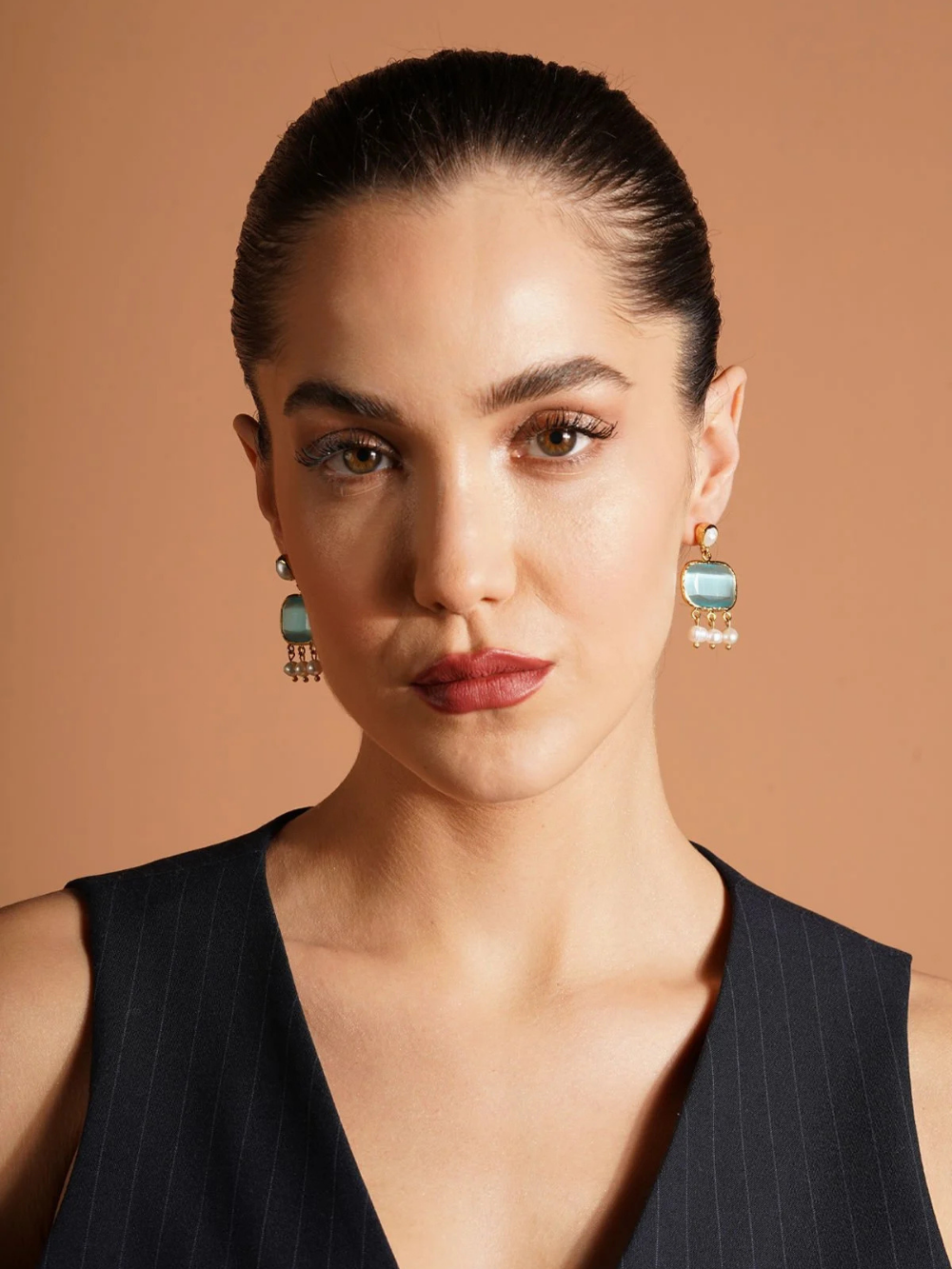Turquoise Cat’s Eye & Pearl Earrings