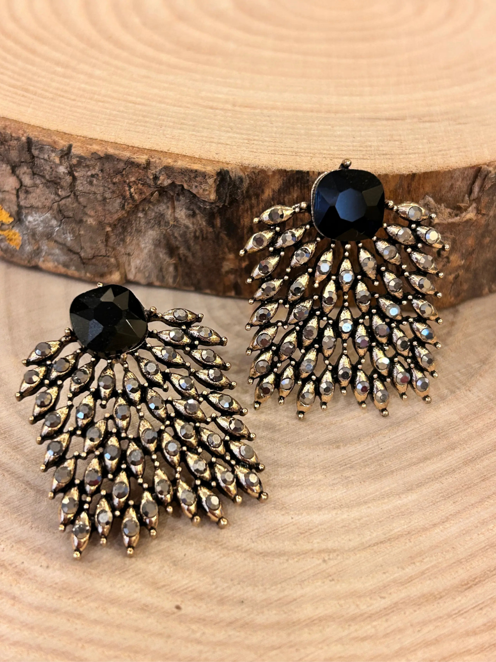 Marcasite & Black Stone Earrings