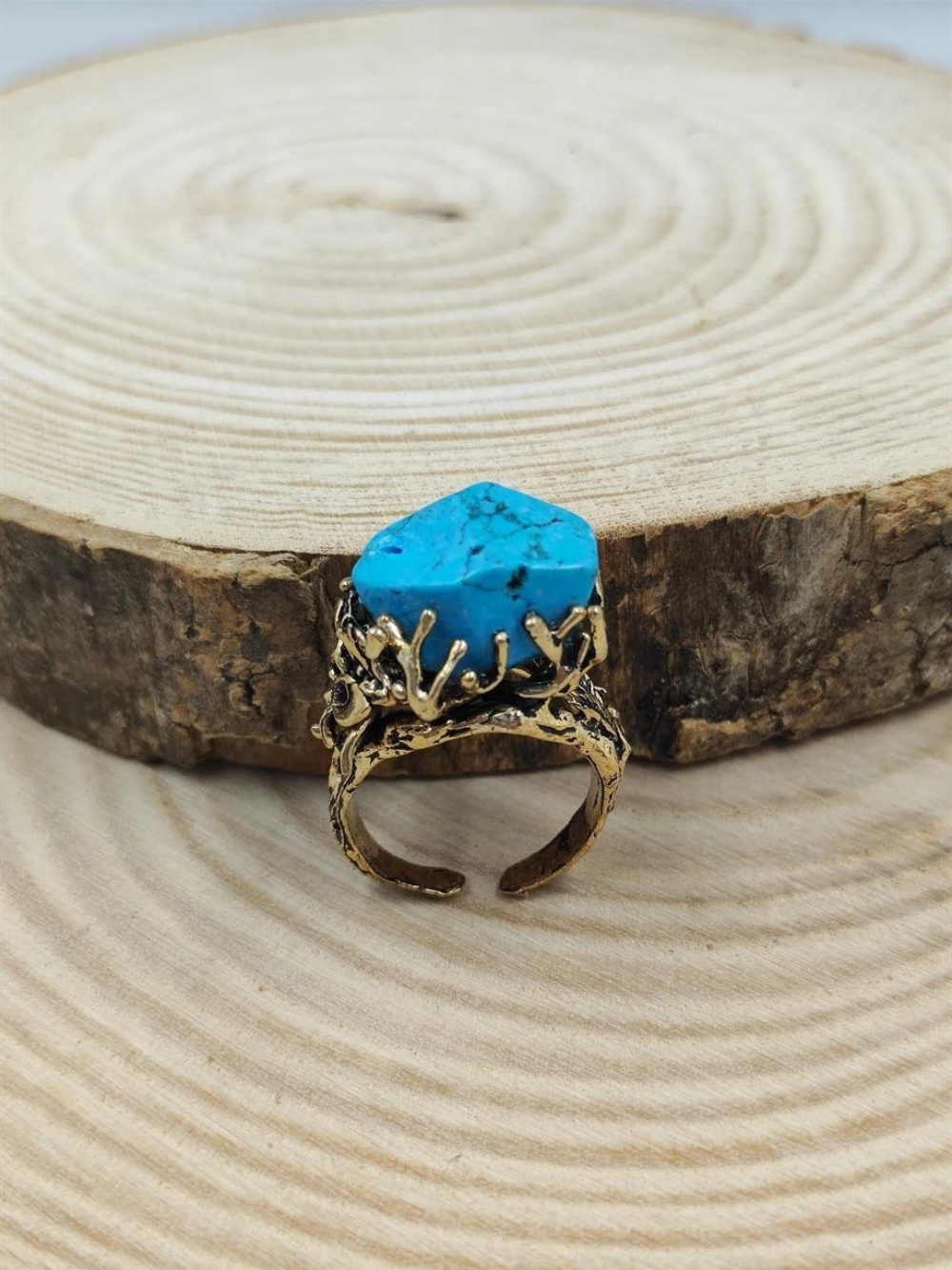 Tree Model Ring with Turquoise Stone