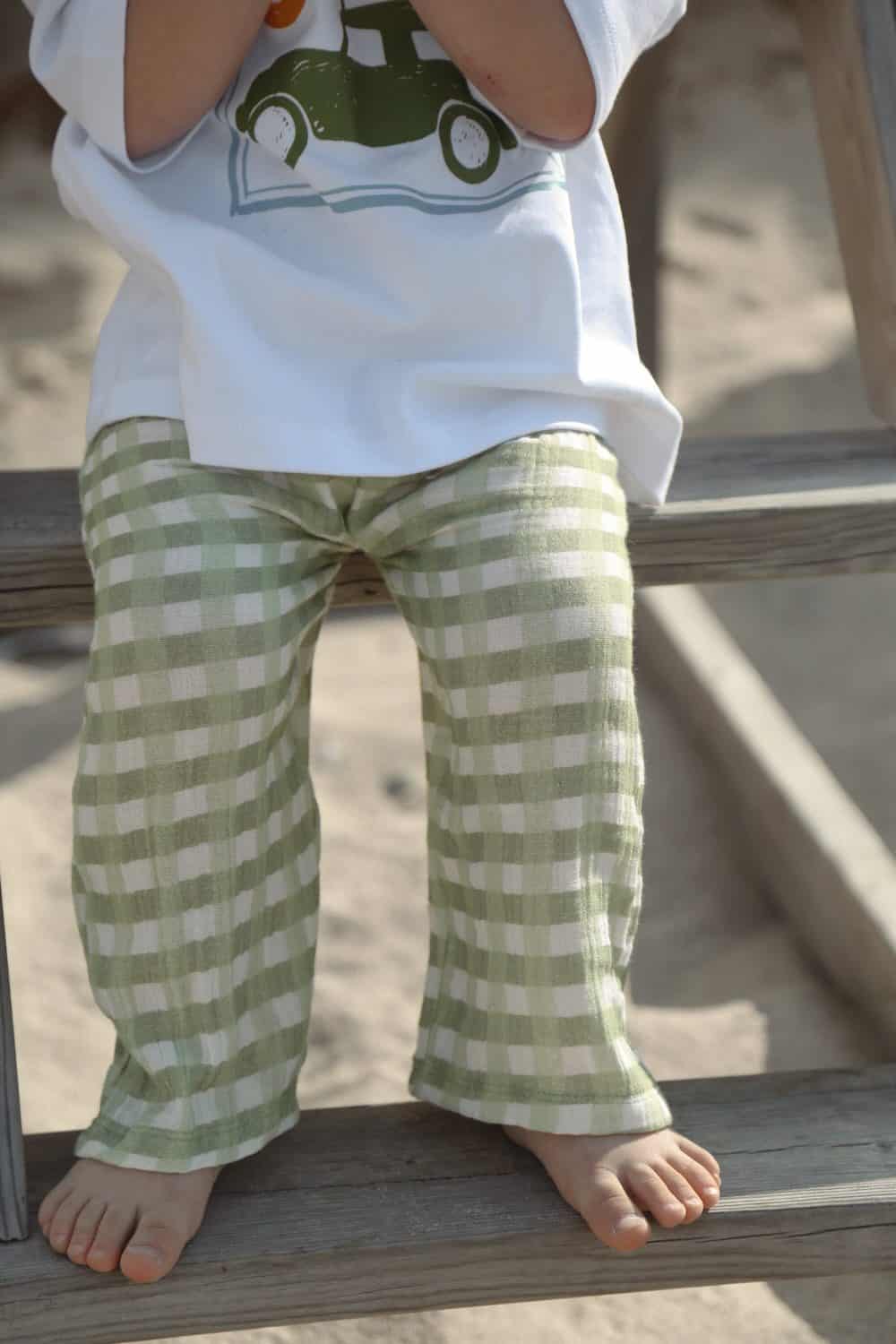 Green White Plaid Muslin Baby & Kids Pants – Soft Fabric, Comfortable Fit