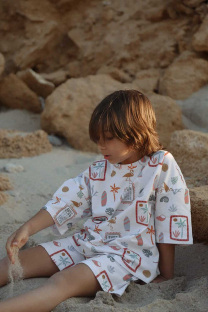 Surfer Printed 100% Organic Cotton Baby Unisex Oversize 2-Piece Set