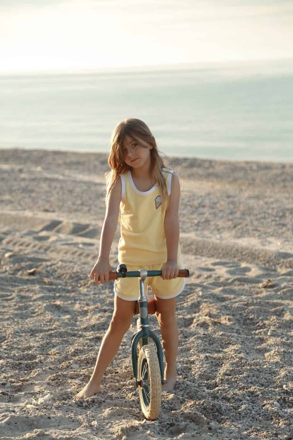 Yellow Ice Cream Embroidered Terry Summer Oversize Baby & Kids Set