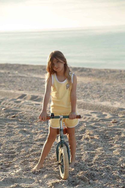 Yellow Ice Cream Embroidered Terry Summer Oversize Baby & Kids Set