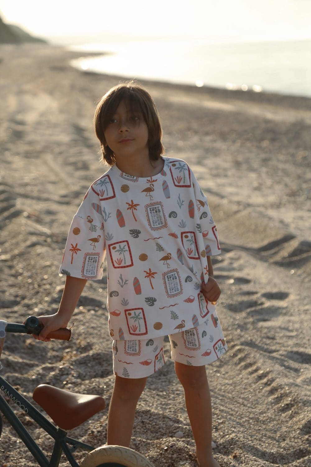 Surfer Printed 100% Organic Cotton Baby Unisex Oversize 2-Piece Set