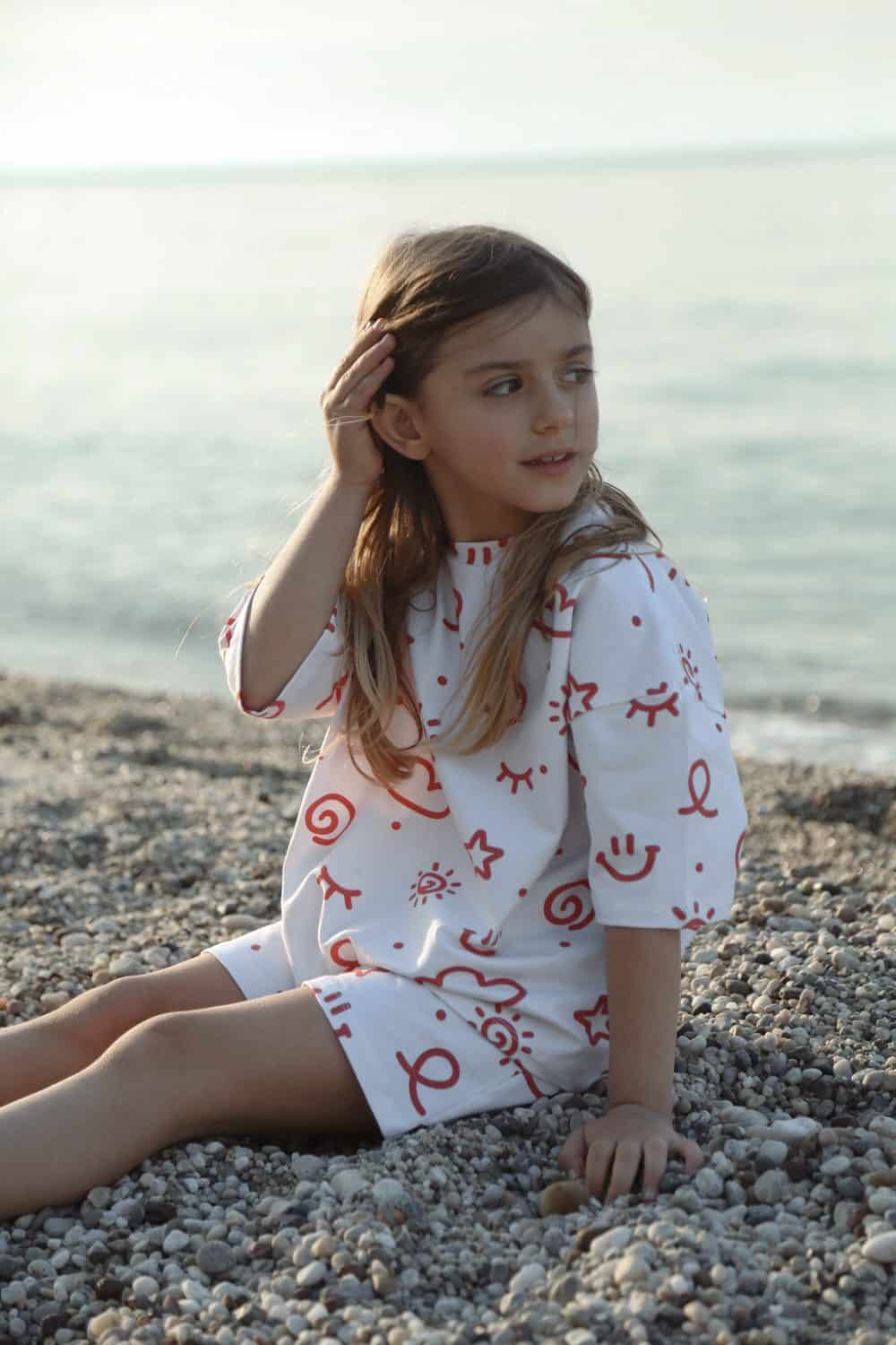 Happy Face Patterned 100% Organic Cotton Oversize Baby & Kids Set