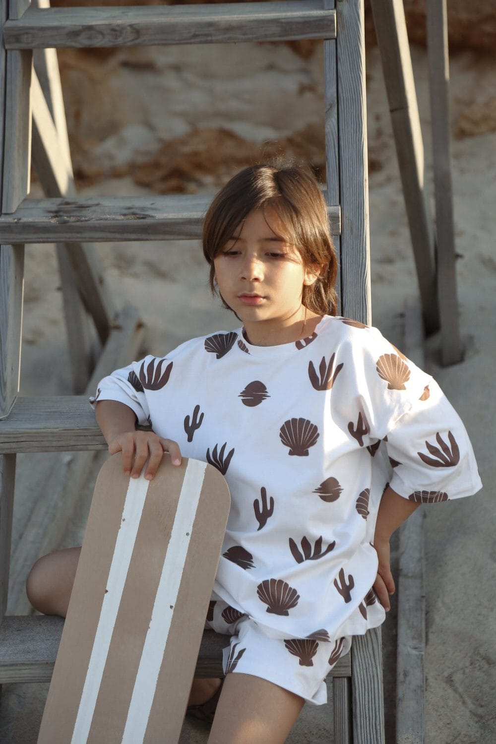 Cactus & Seashell Patterned 100% Organic Cotton Oversize Baby & Kids Set