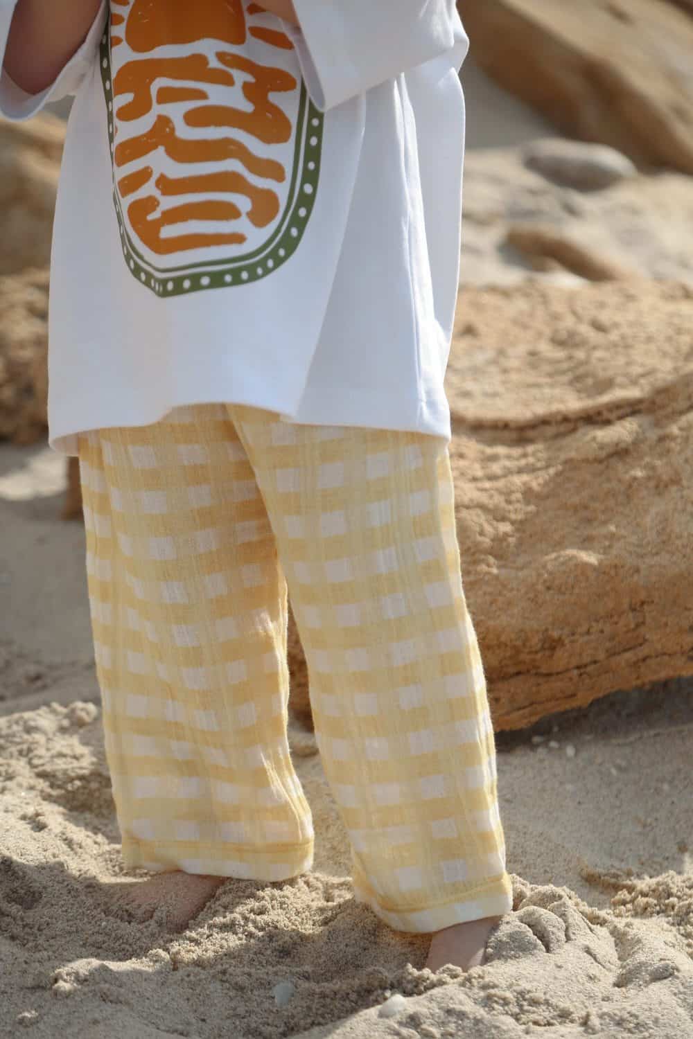 Yellow White Plaid Muslin Baby & Kids Pants – Soft Fabric, Comfortable Fit