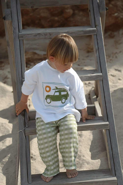 Green White Plaid Muslin Baby & Kids Pants – Soft Fabric, Comfortable Fit