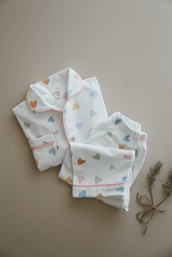 Colorful Hearts Girl's Pajama Set