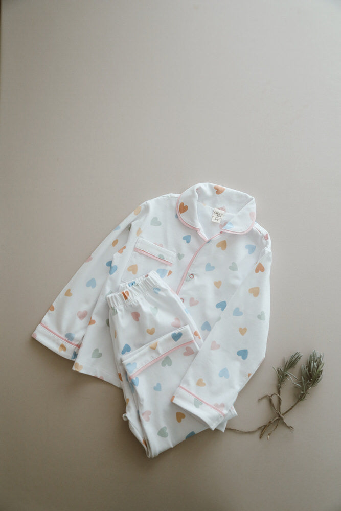 Colorful Hearts Girl's Pajama Set