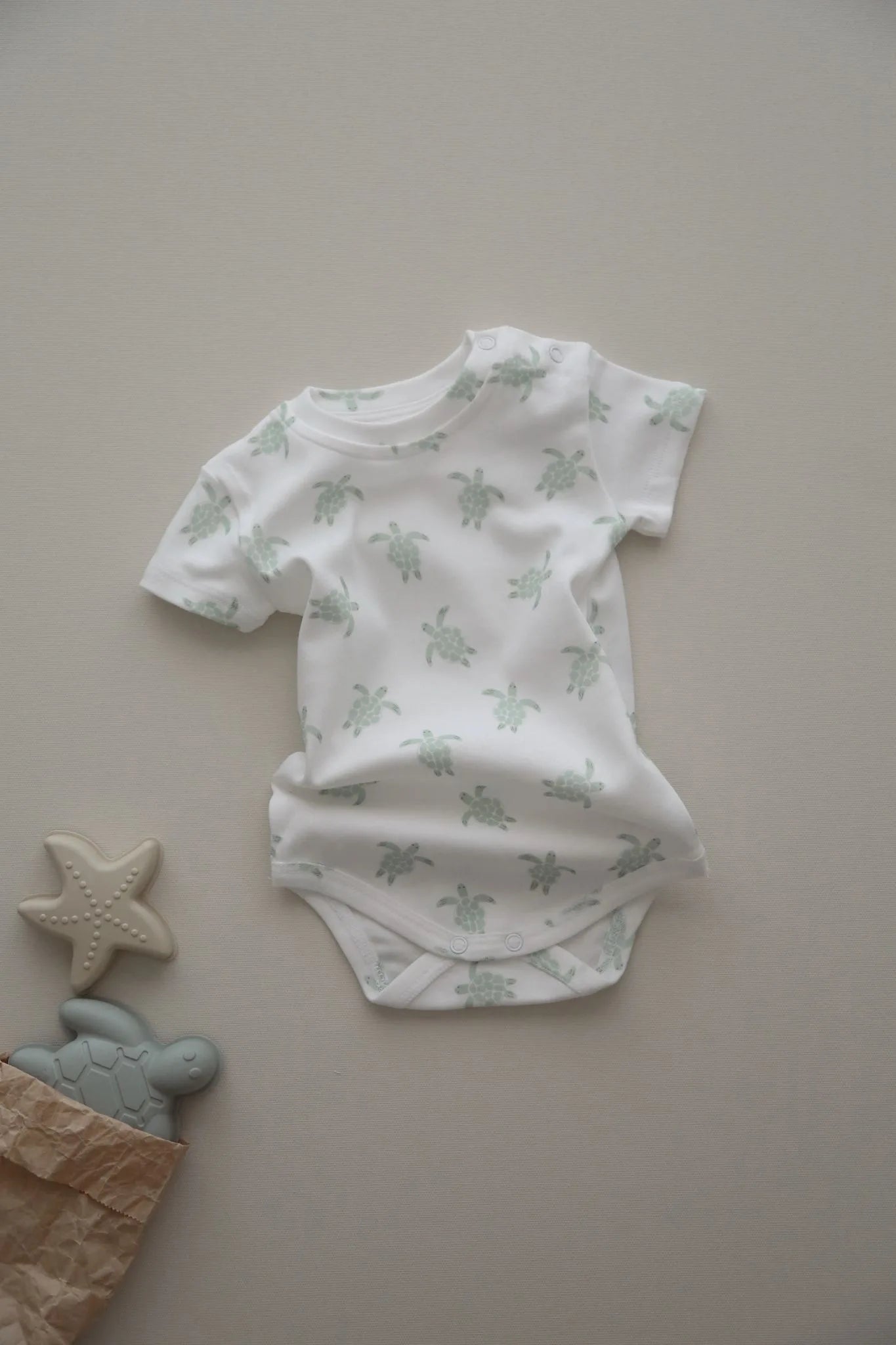 Turtle Pattern Organic Baby Bodysuit