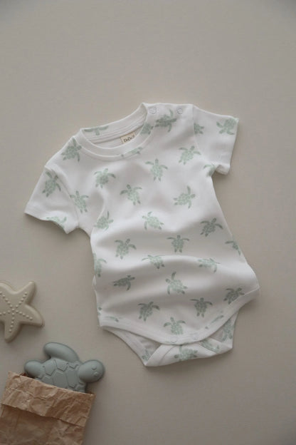 Turtle Pattern Organic Baby Bodysuit