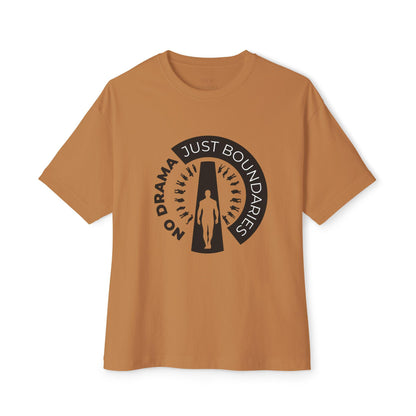 No Drama Just Boundaries T-Shirt | White Tee with Silhouette Door Design